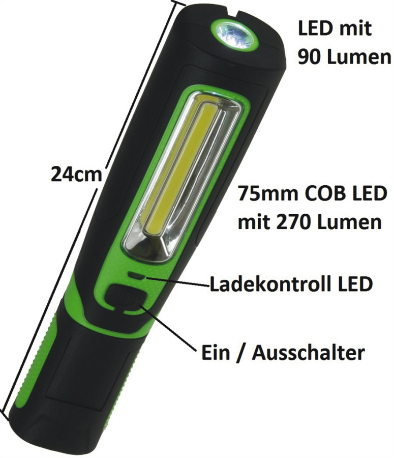 LED-Stableuchte Flexi LED 300+ - 3W 250+60lm Werkzeug Weber Magnete Wismar Li-Ion-Akku+2